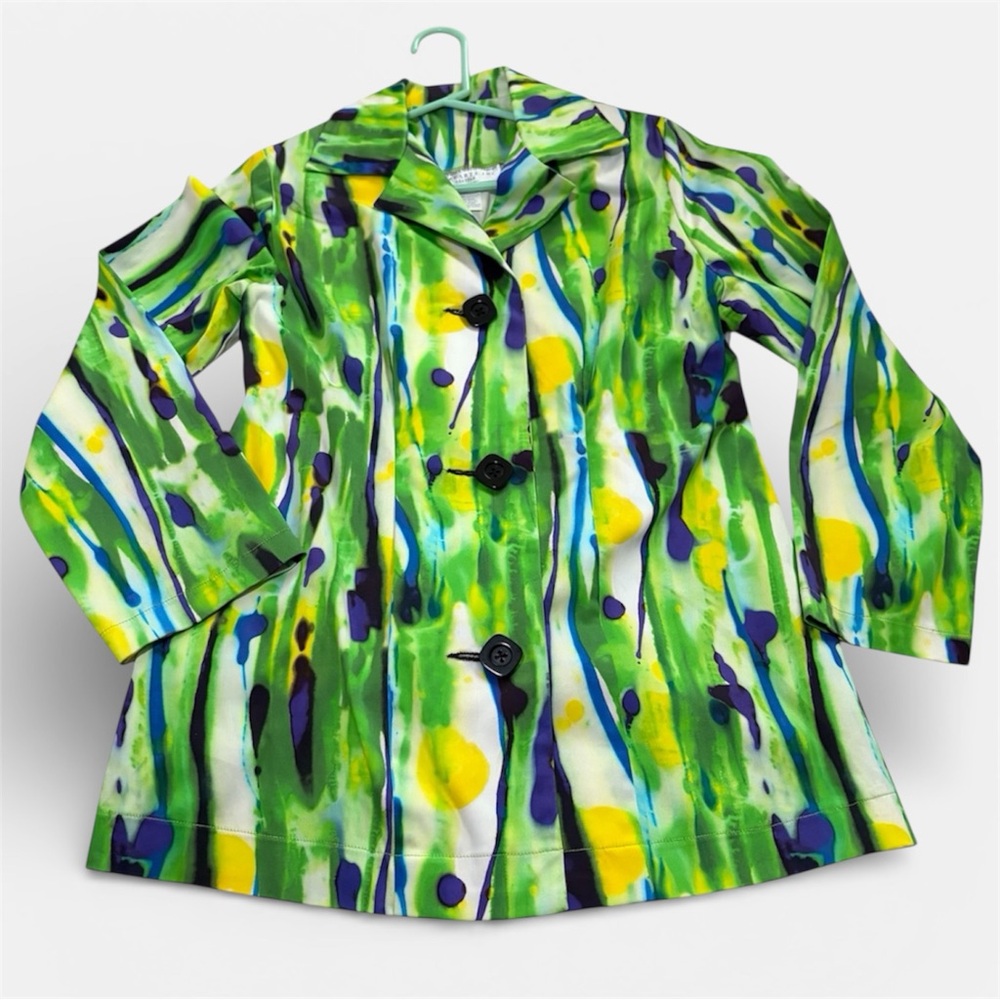 Marylou Ozbolt-Storer Colorful Abstract Art-To-Wear Statement Blazer XS